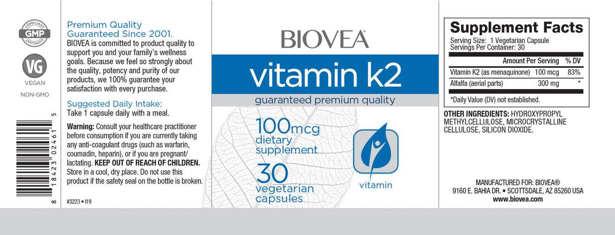 Vitamina K2 100 mcg / 30 capsule