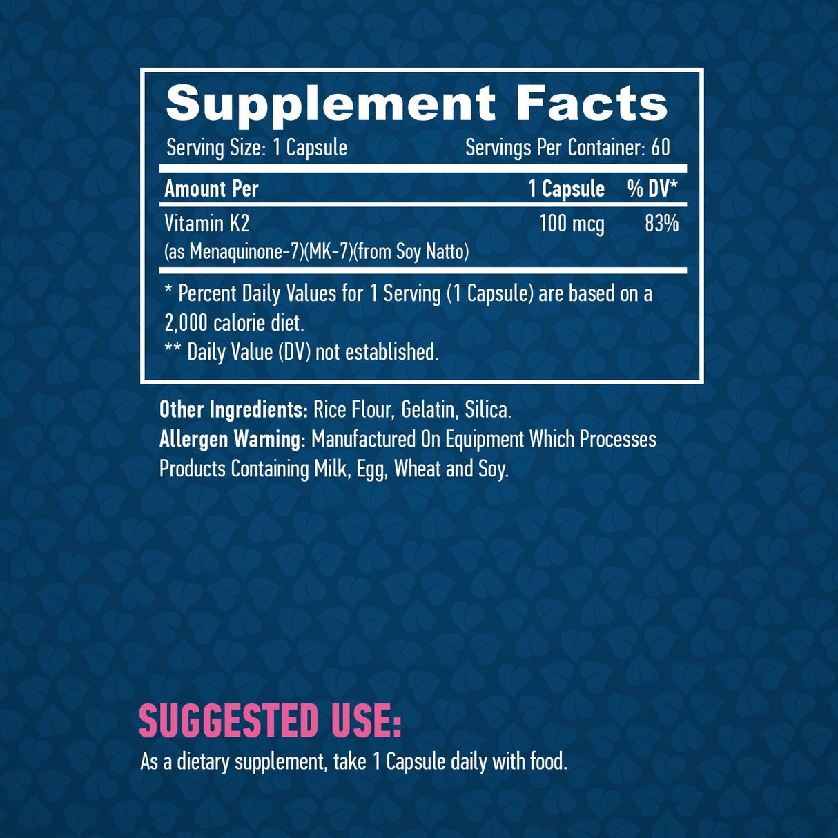 Vitamina K2-Mk7 100 mcg / 60 capsule