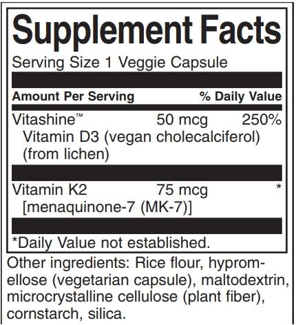 Vitamine D3 și K2 60 capsule