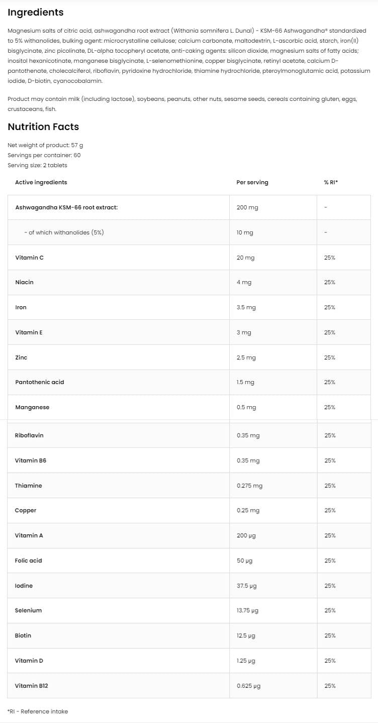 VitandMin + Ashwagandha | Formula multivitamine + KSM-66® 120 tablete