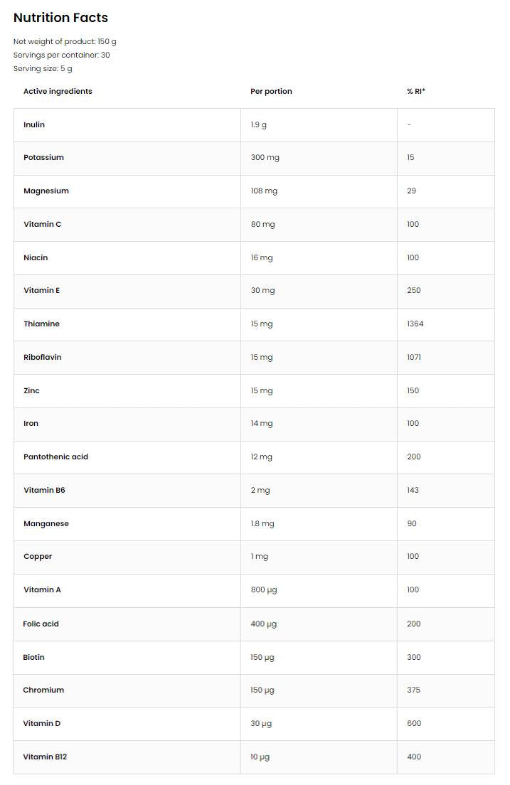 Pudră VitandMin | Formula multivitamine si minerale 150 grame