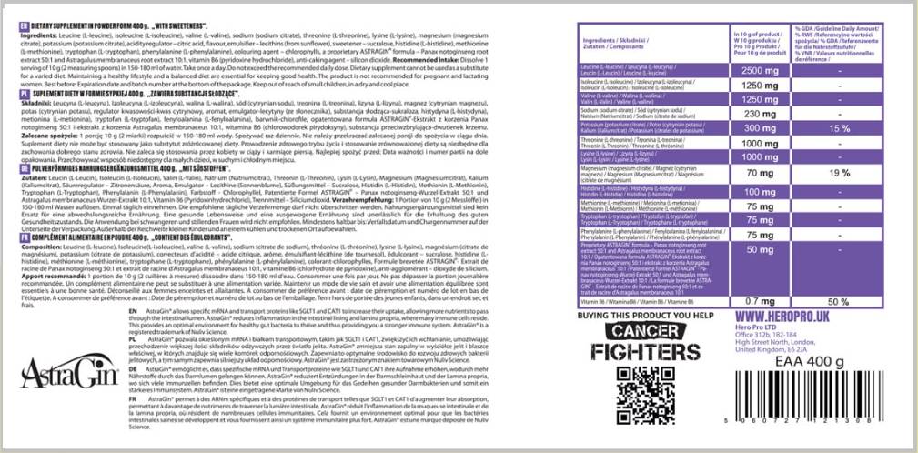 Pulbere EAA | cu electroliți și AstraGin® - 400 de grame