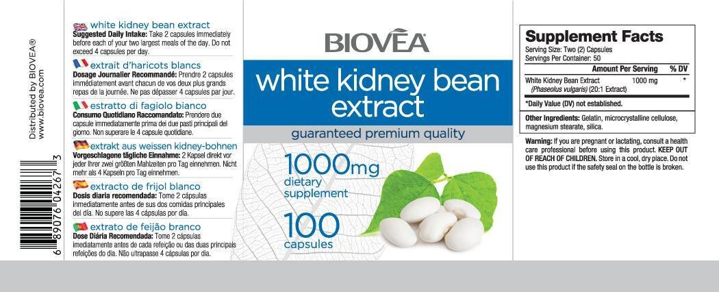 Extract de fasole albă 1000 mg / 100 capsule