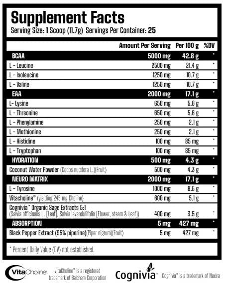 X Neuro | EAA, BCAA și Nootropic - 292,5 grame