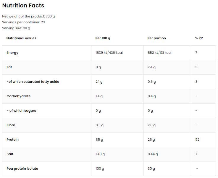 Izolat proteic din mazăre | cu 85% proteine - 480 grame