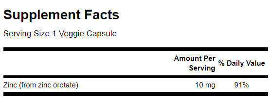 Orotat de zinc 10 mg - 60 capsule