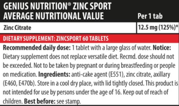 Zinc Sport - 60 tablete