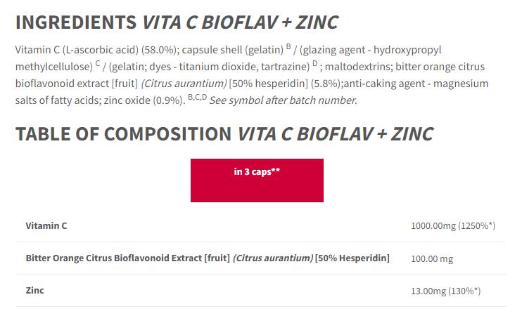 Vita C Bioflav + Zinc - 90 capsule