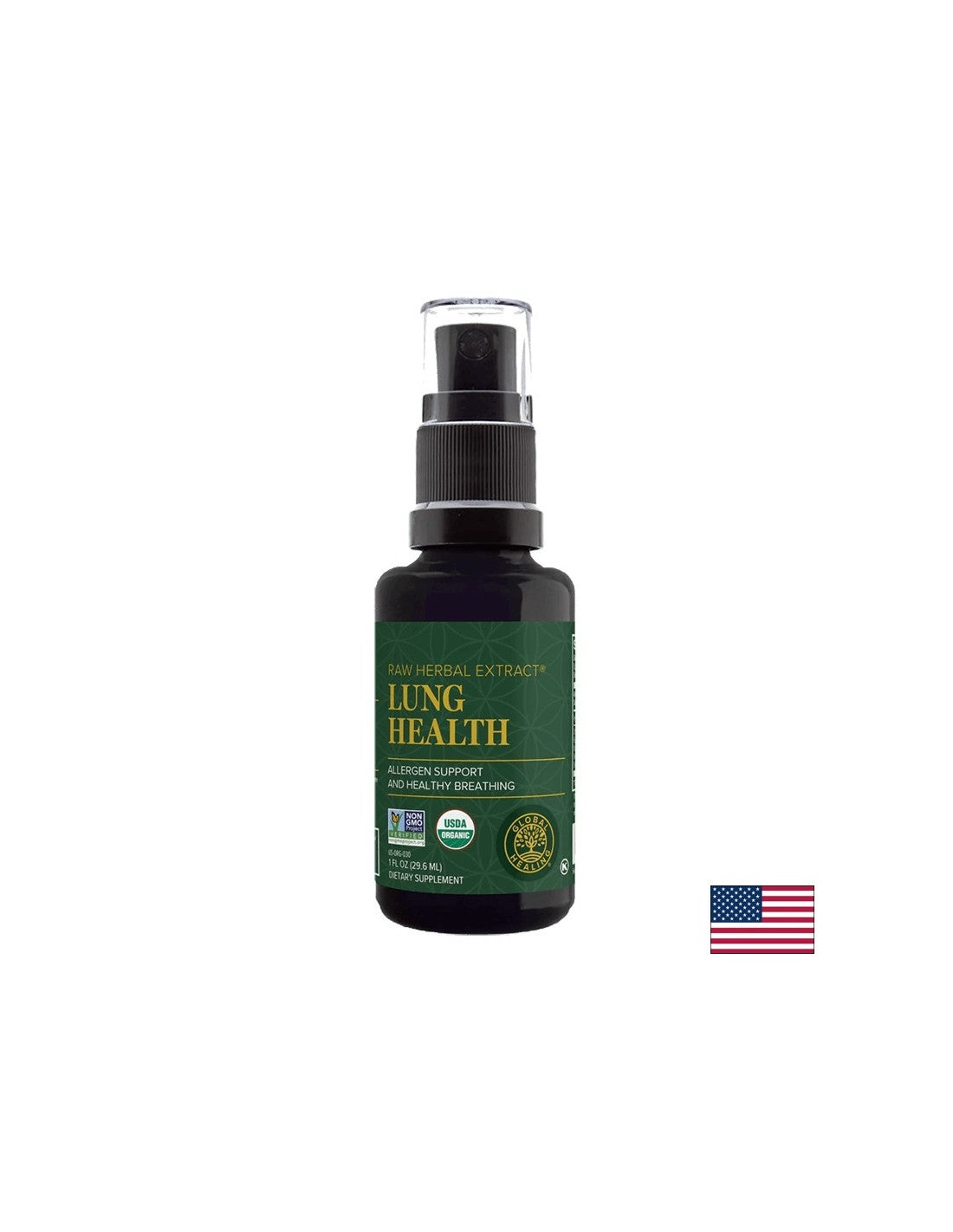 Lung Health / Amestec de plante pentru sistemul respirator / Spray bucal, 29,6 ml Global Healing