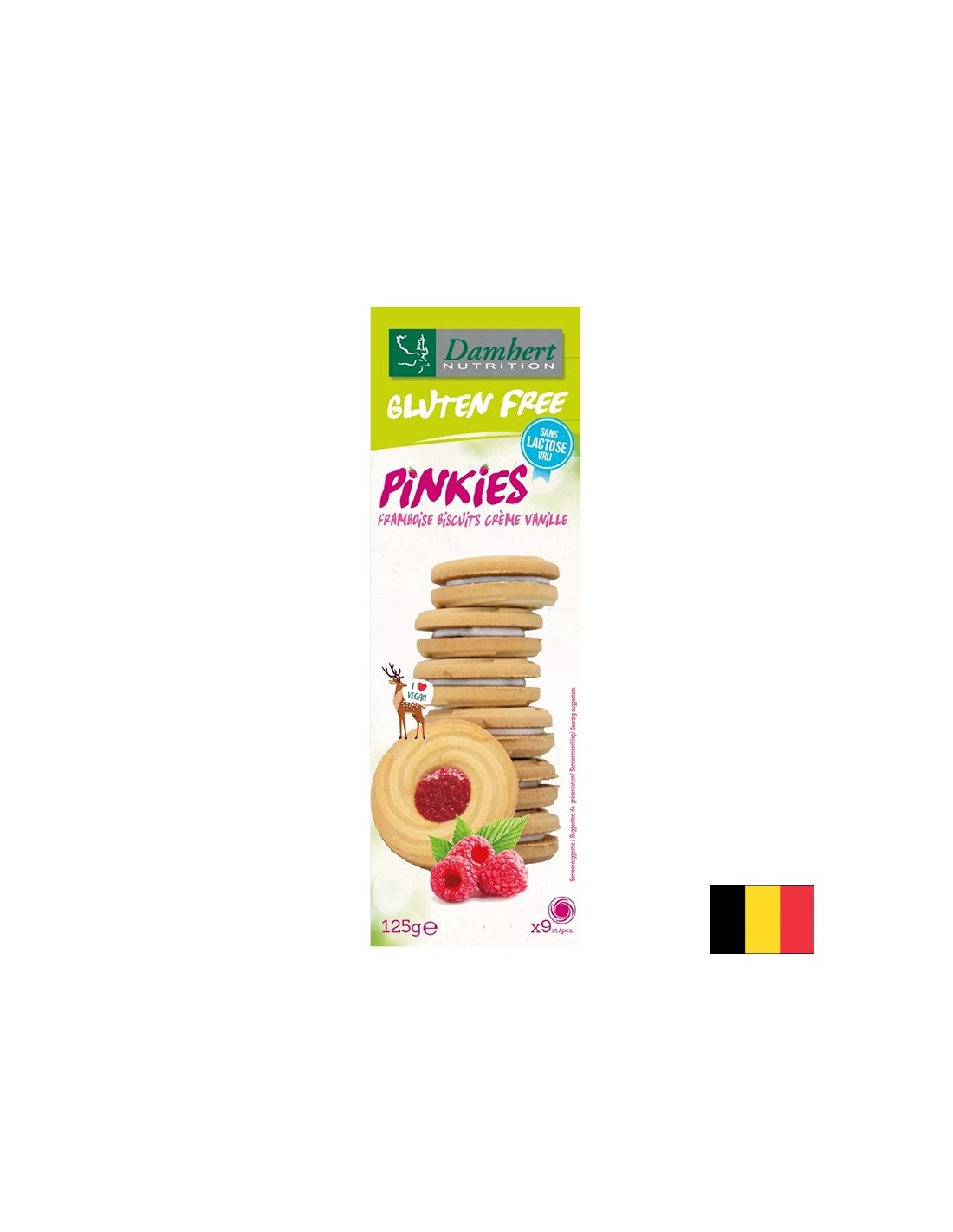 Biscuiți fără gluten cu cremă de vanilie și zmeură, 125 g