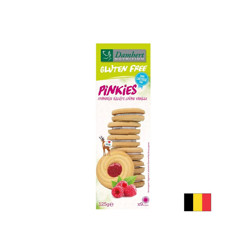 Biscuiți fără gluten cu cremă de vanilie și zmeură, 125 g