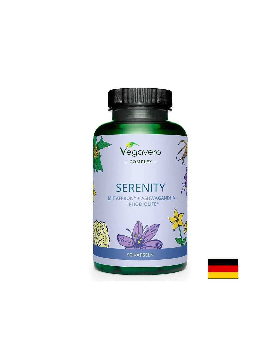 Formula antistres pe bază de plante cu șofran + Ashwagandha și rădăcină de aur, 90 de capsule