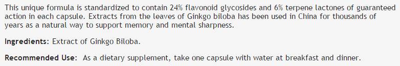 Extract de Ginkgo Biloba 60 mg - 60 capsule