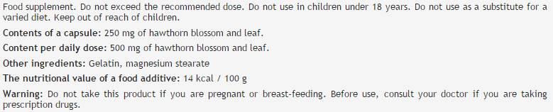 Floare și frunze de păducel 250 mg - 100 capsule