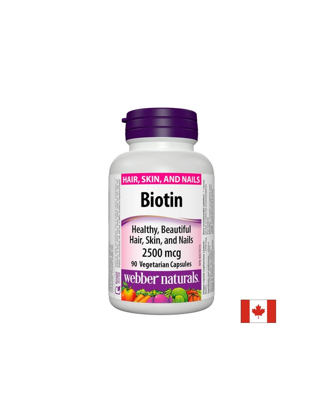 Biotină/Biotină, 2500 µg, 90 capsule Webber Naturals