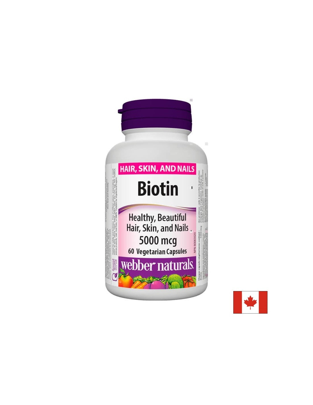 Biotină / Biotină, 5000 mcg, 60 capsule Webber Naturals
