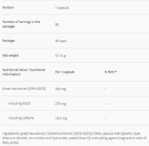 Ceai verde | 55% EGCG - 90 capsule