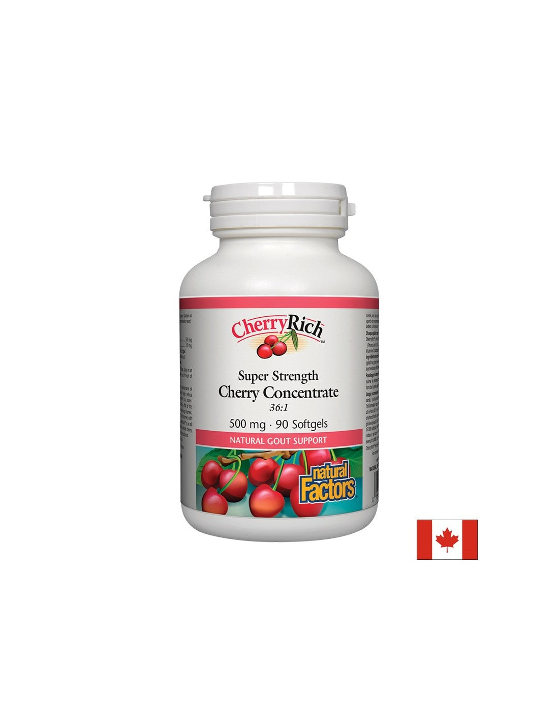 Pentru gută - Super concentrat de cireșe - CherryRich™ 500 mg, 90 capsule moale Natural Factors