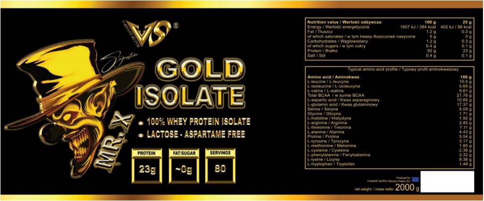 Mr. X Gold Isolat | Izolat de proteine din zer - 2000 grame