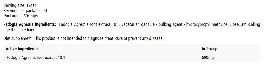Fadogia Agrestis 600 mg - 60 capsule