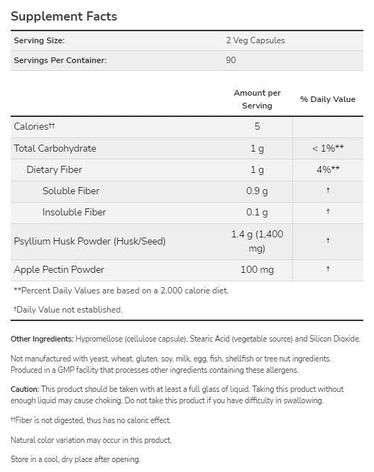 Coji de psyllium 700 mg | cu Apple Pectin - 360 capsule