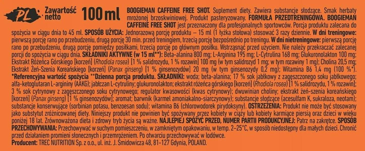 Boogieman Shot | Pre-antrenament fără cafeină - 100 ml