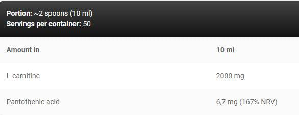 LevroLegendary Carnitine 2000 mg | cu Vitamina B5 - 500 ml