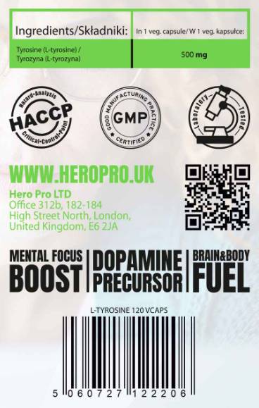 L-tirozină 500 mg - 120 capsule