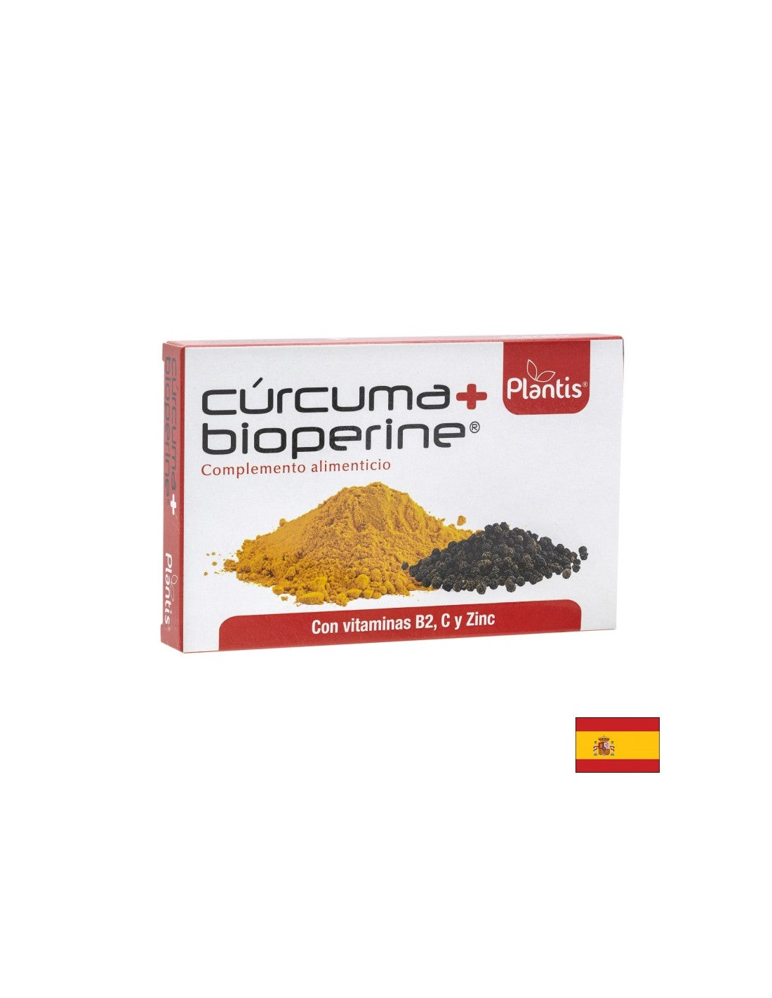 Turmeric + bioperina (cu vitaminele B2 si C si zinc) - Cúrcuma + bioperina Plantis®, 60 capsule