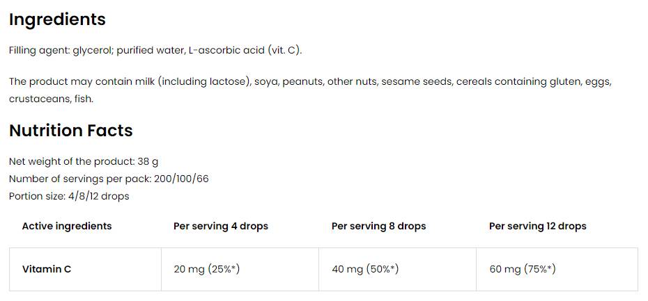 Picături de vitamina C | pentru copii 30 ml