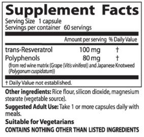 Trans-Resveratrol 100 mg | cu ResVinol-25 - 60 capsule