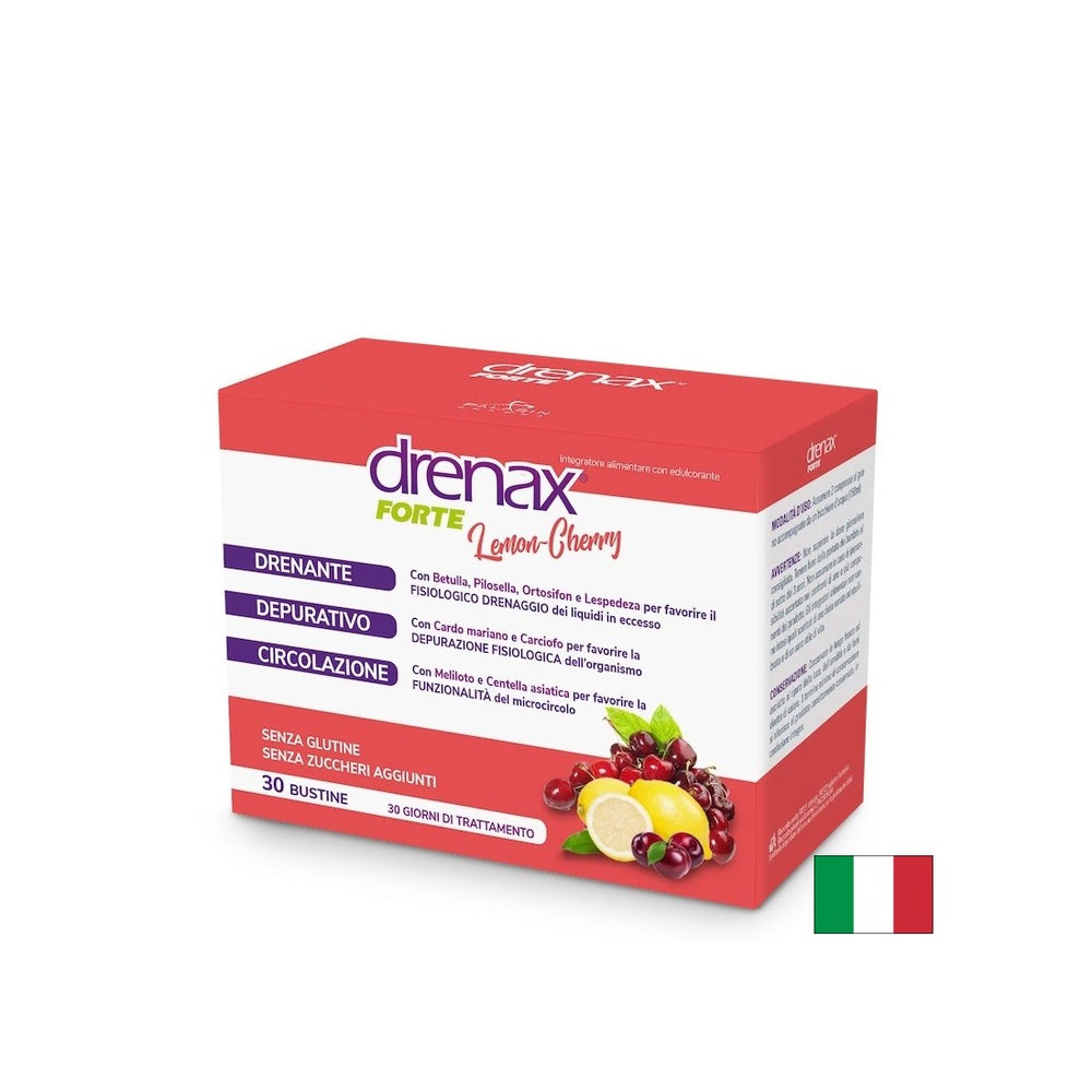 Formulă diuretică detoxifiantă - Drenax - Drenax® cu mesteacăn alb, coacăze negre și urechi de șoricel, 30 de pliculețe, aromă de lămâie și cireșe