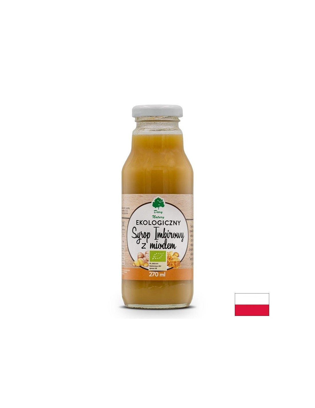 Sirop de ghimbir bio cu miere pentru adaugare in bauturi - Sanatate gastrointestinala si imunitate, 270 ml, 14 portii
