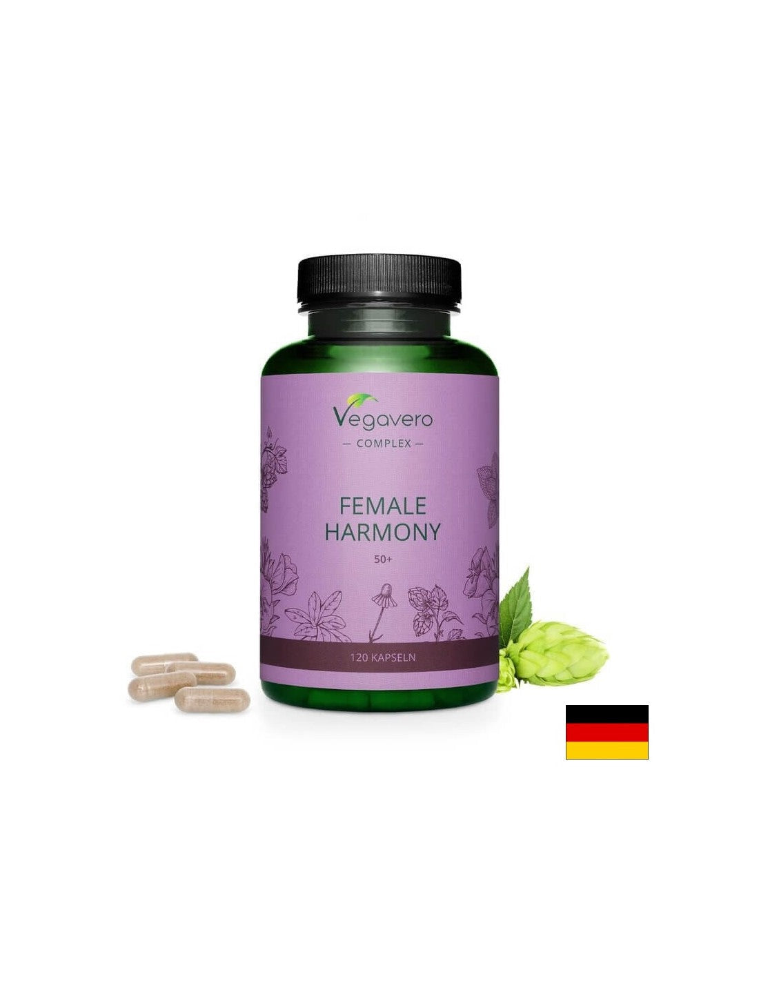 Female Harmony 50+/ Complex de plante pentru femei 50+, 120 capsule, 100% Vegan Vegavero