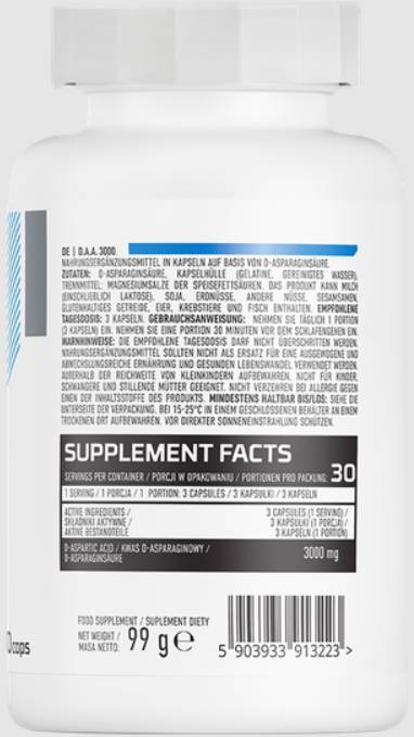 DAA 3000 | Capsule cu acid D-aspartic 90 capsule