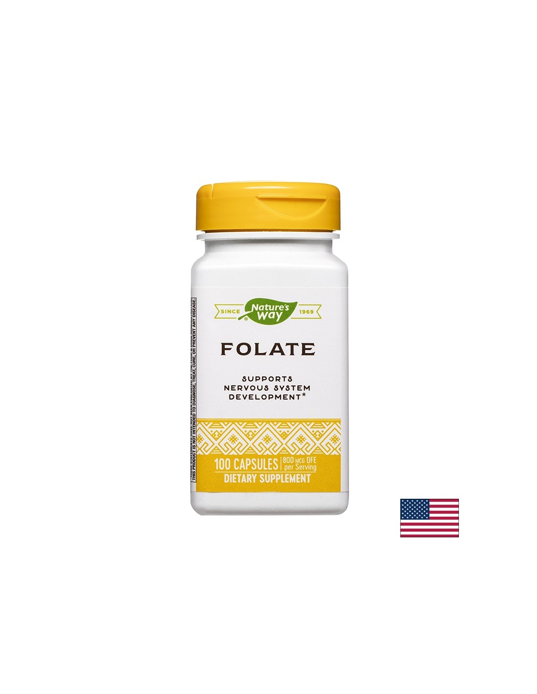 Folat - Folat 800 µg / Acid folic 480 µg, 100 capsule Nature's Way
