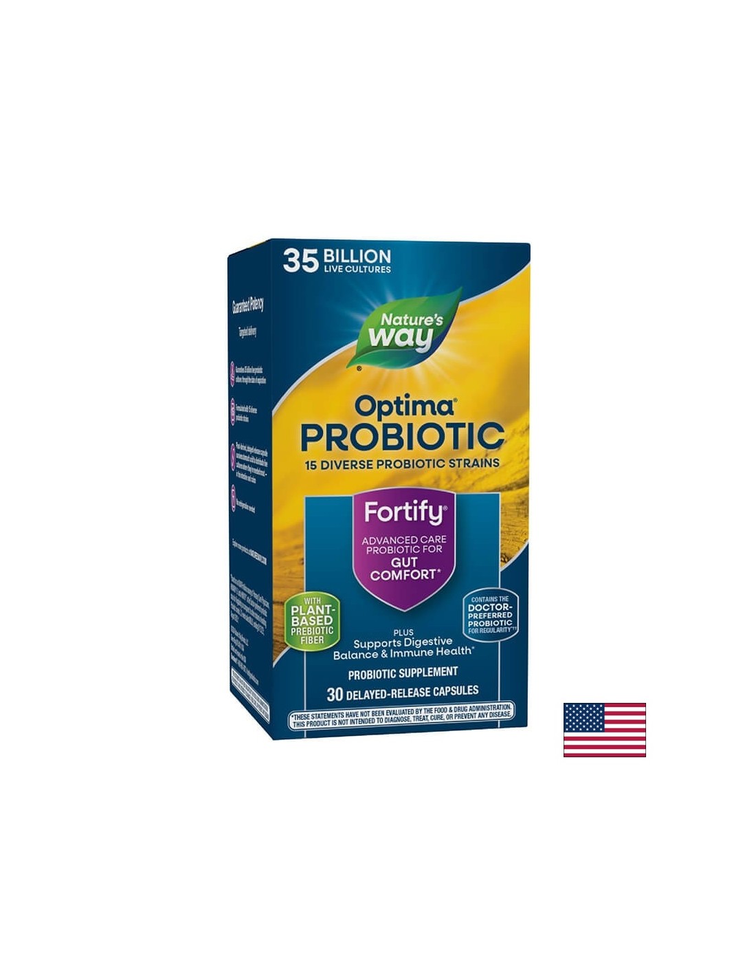Fortify™ Optima® Daily Probiotic + Prebiotic - Fortify Optima Probiotic, 35 Billion Active Probiotics, 30 Capsules Nature's Way - Nutra Best Europe
