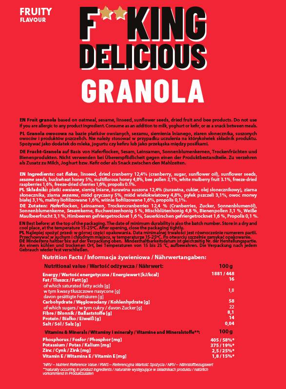 F**KING Granola delicioasă | Fructe - 300 de grame