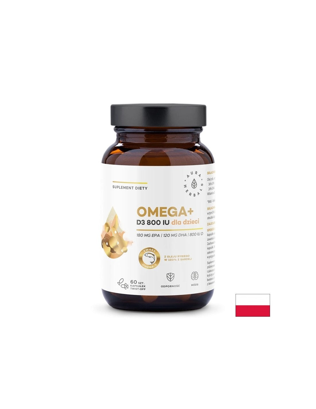 Îngrijirea creierului și oaselor - Omega-3 500 mg + Vitamina D3 800 UI, 60 capsule