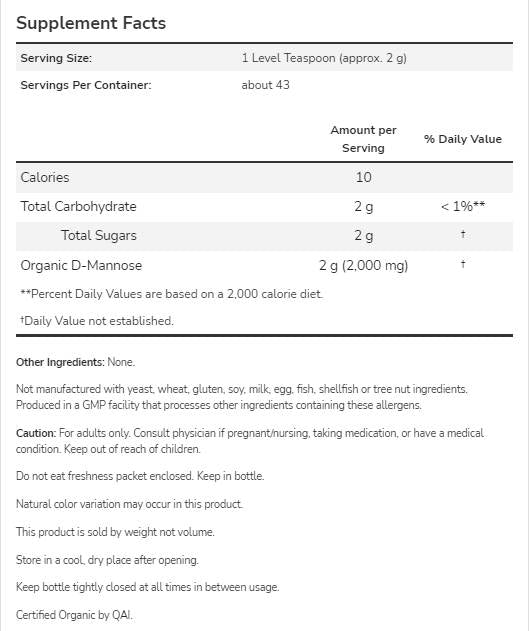 Pulbere de D-manoză - 85 de grame