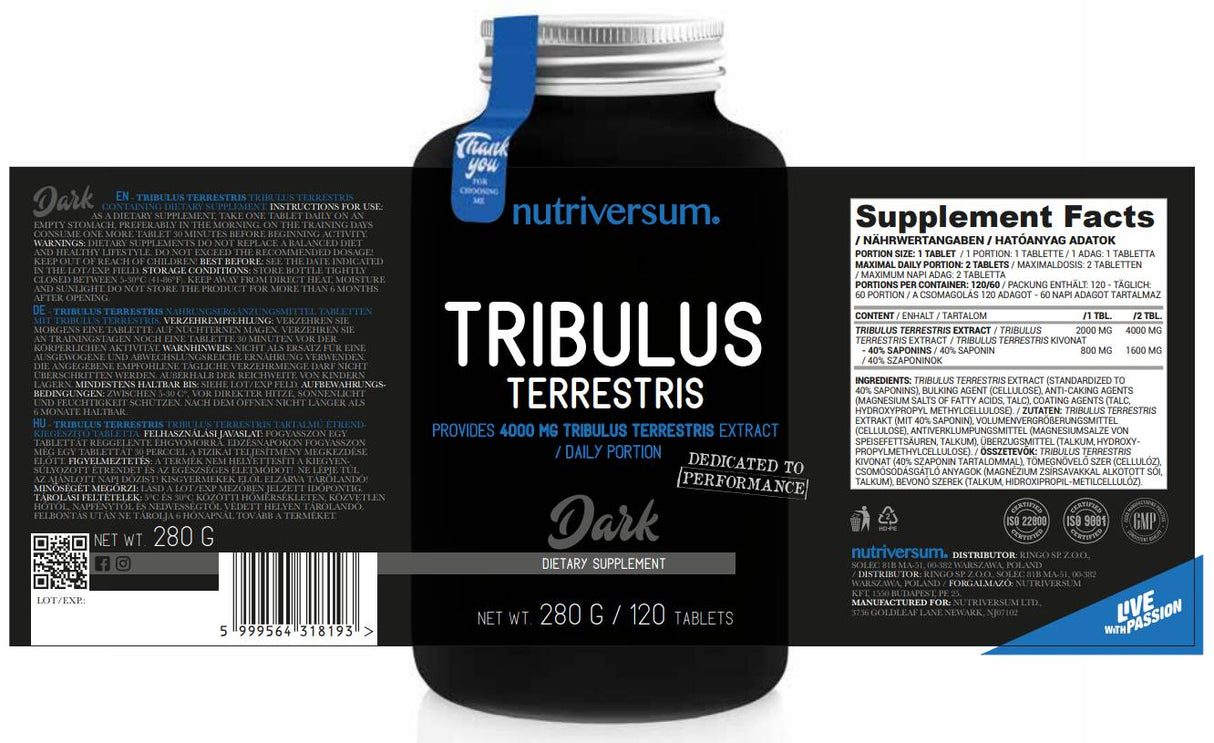 Tribulus Terrestris 2000 mg - 120 comprimate