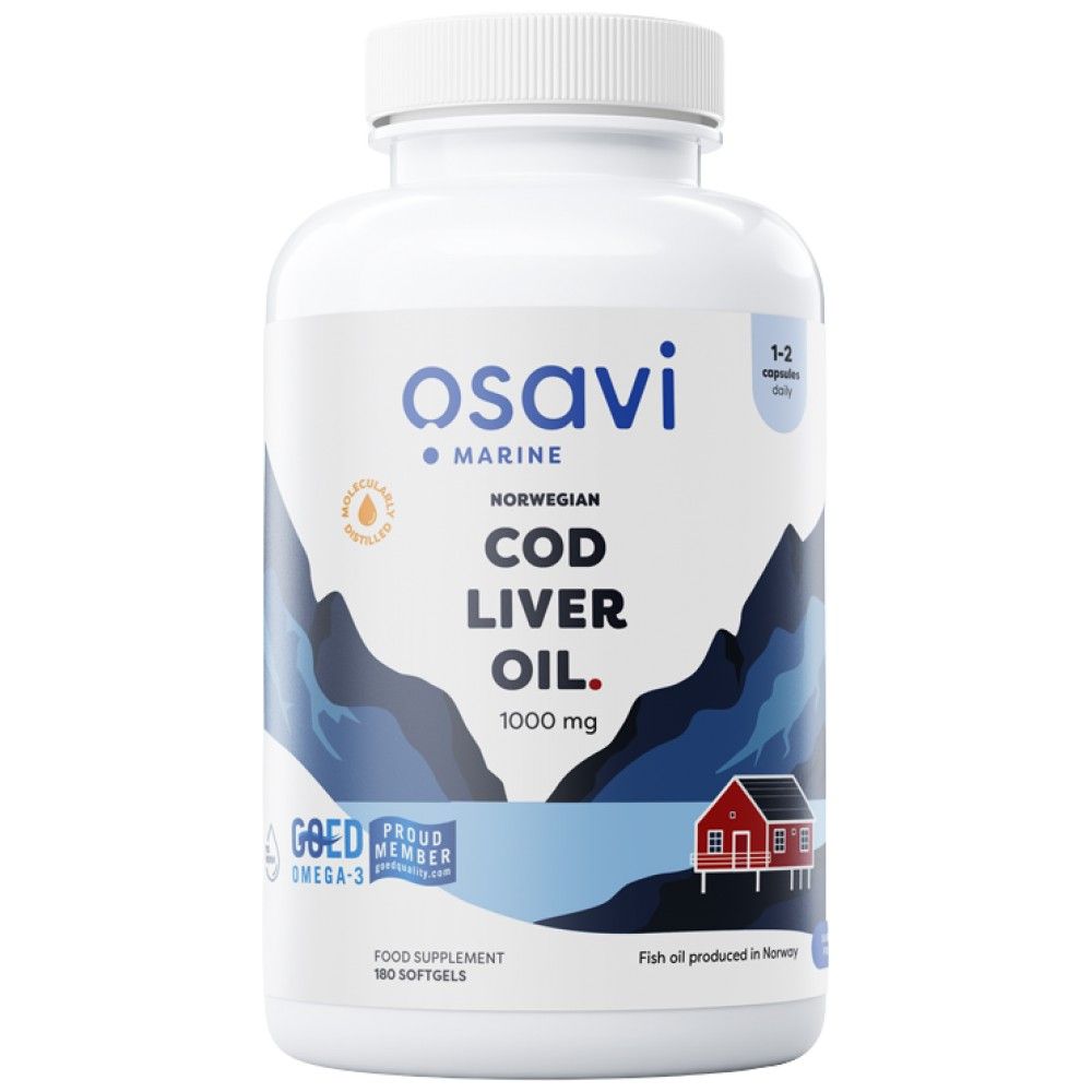 Ulei de ficat de cod norvegian 1000 mg | Aromă de lămâie - 180 capsule de gel