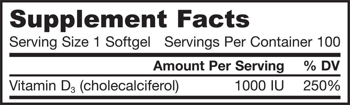 Vitamina D3 1000 UI - 100 capsule de gel