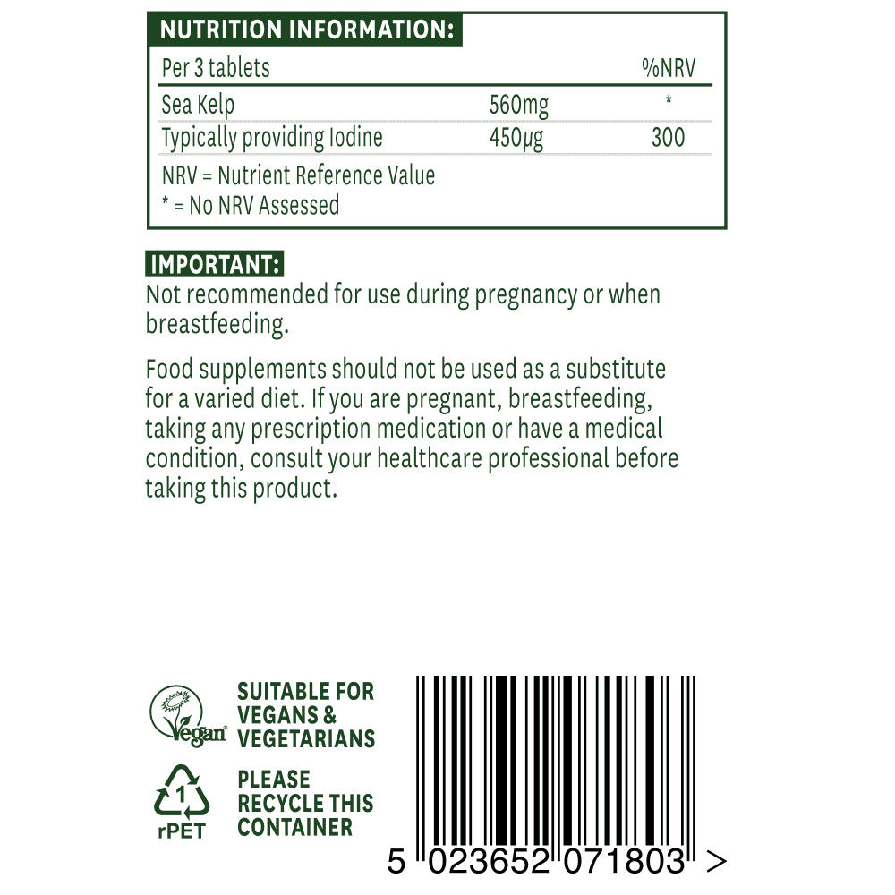 Sea Kelp (Iod - 150 mcg) 180 tablete NaturesAid