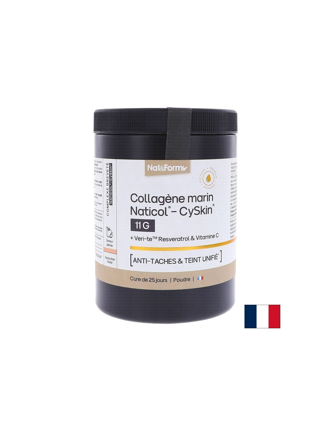 Colagen marin hidrolizat Naticol® - CySkin® + L-cisteină, trans-resveratrol și vitamina C, 365 g pulbere