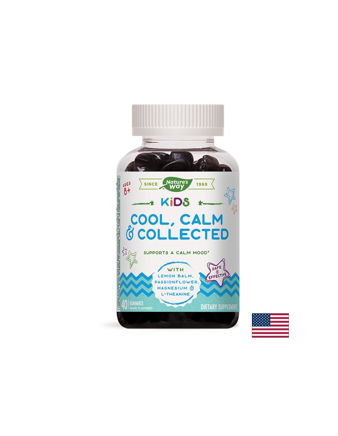 Kids Cool, Calm & Collected /Cu balsam de lamaie, floarea pasiunii, magneziu, L-teanina/, 40 tablete de gel Nature's Way