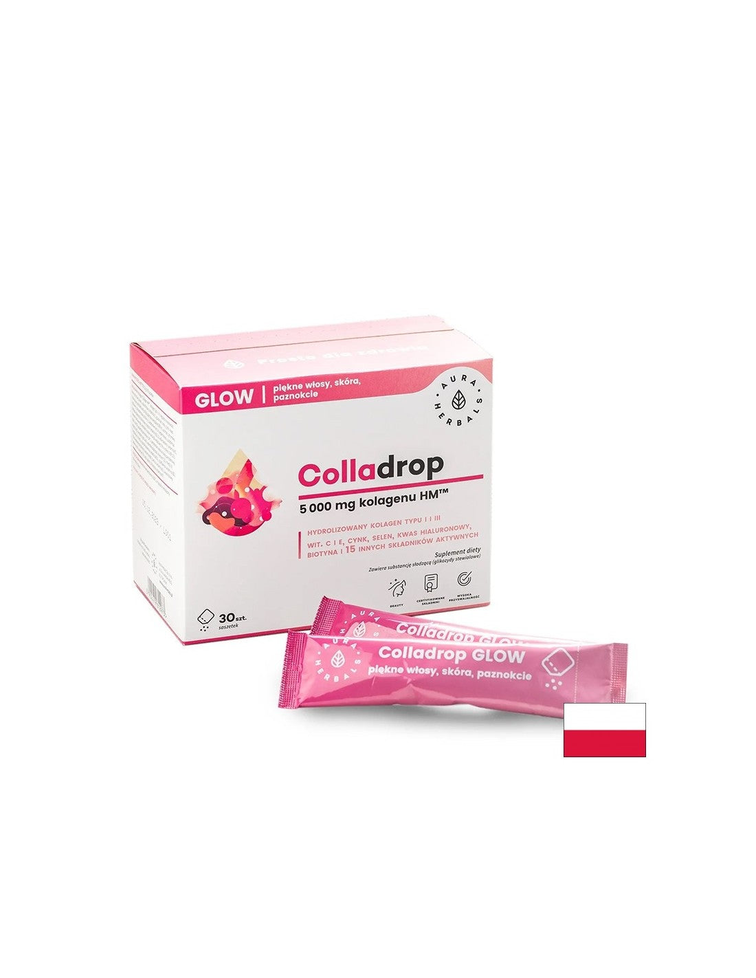 Collagen HM™ pentru păr, piele și unghii (cu acid hialuronic, vitamine, minerale și extracte din plante), 30 plicuri