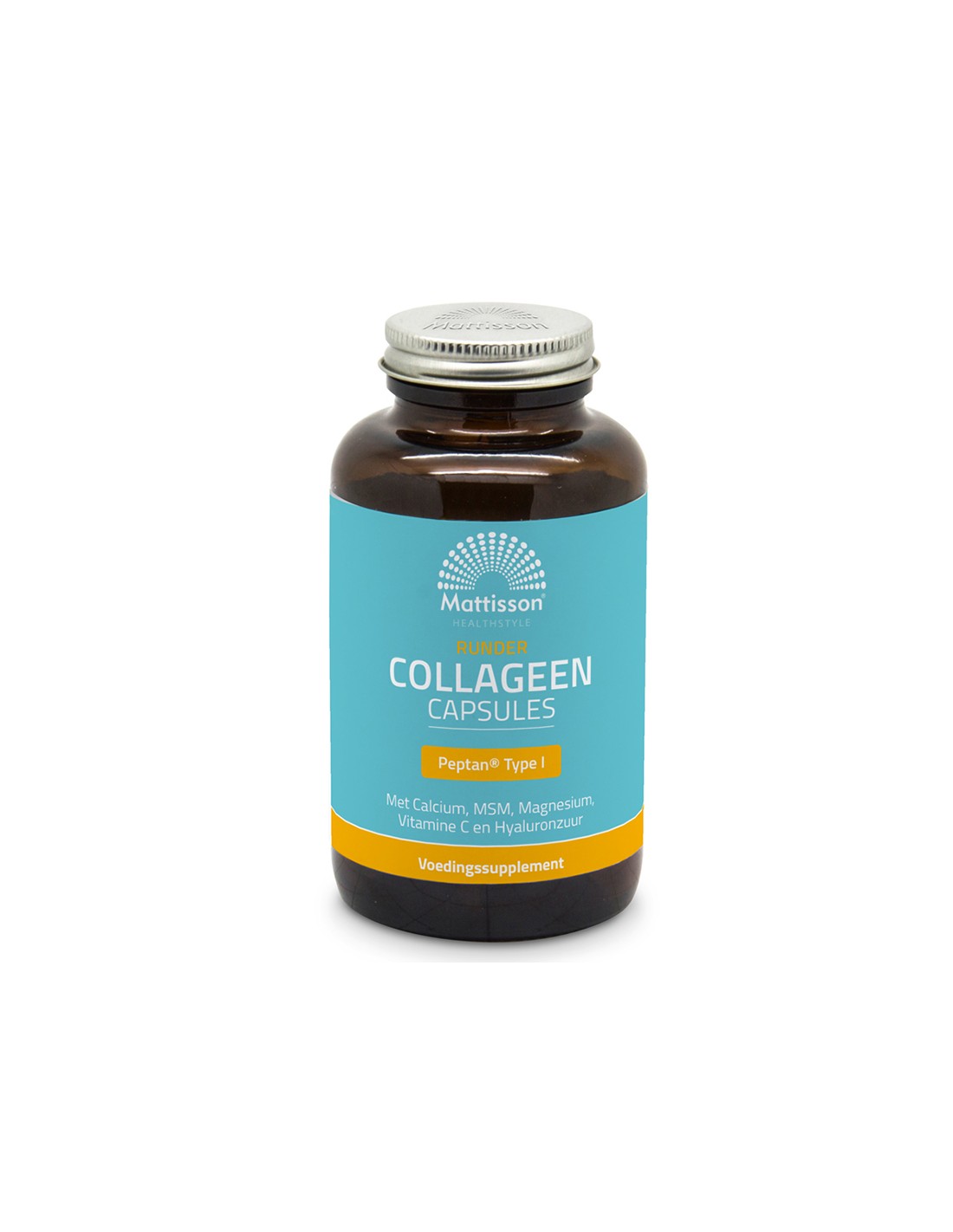 Collagen (type 1) with calcium, magnesium, MSM, vitamin C and hyaluronic acid - Runder Collagen Peptan, 180 capsules Mattisson Healthstyle - Nutra Best Europe