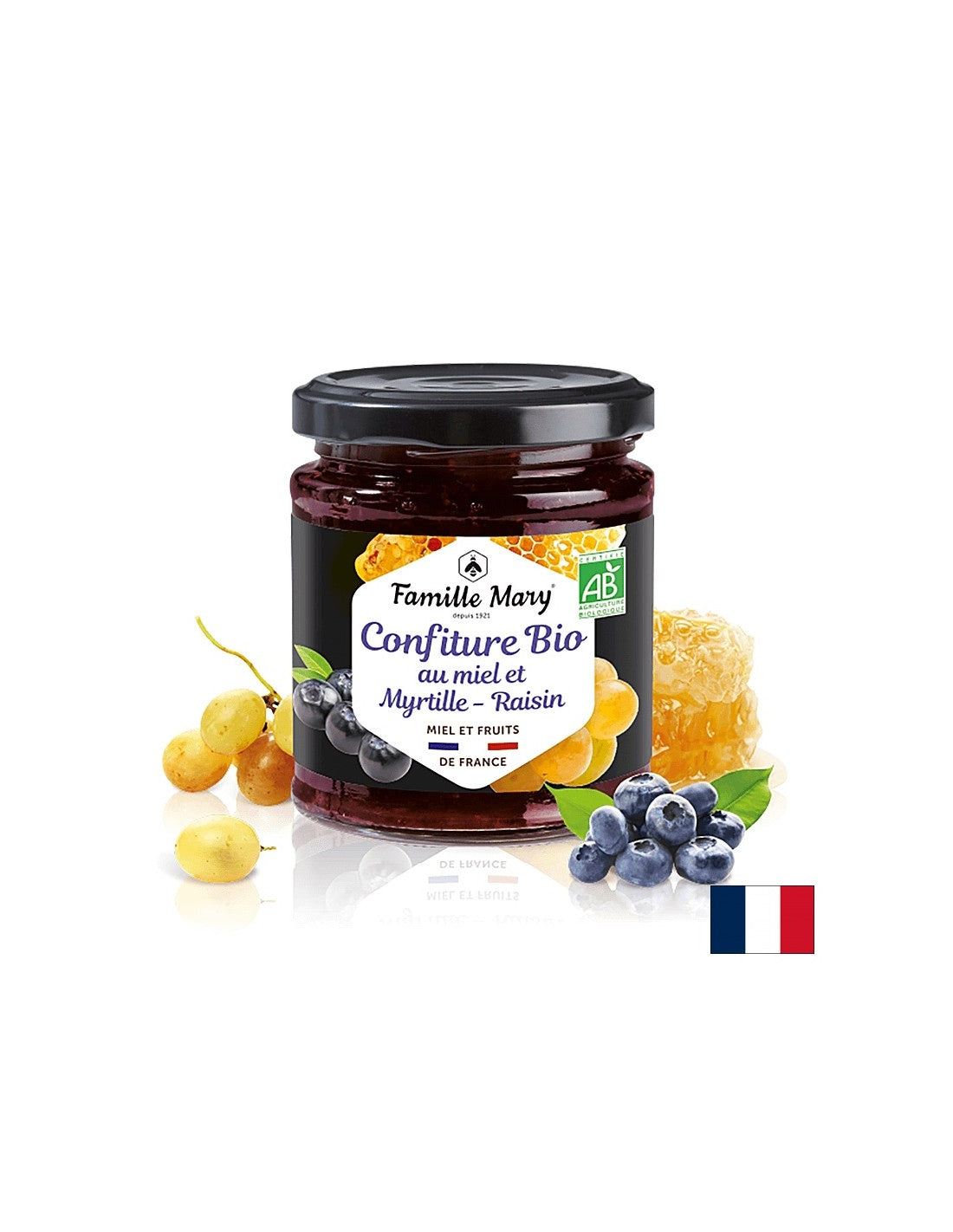 Dulceata din miere organica, afine si struguri, 220 g