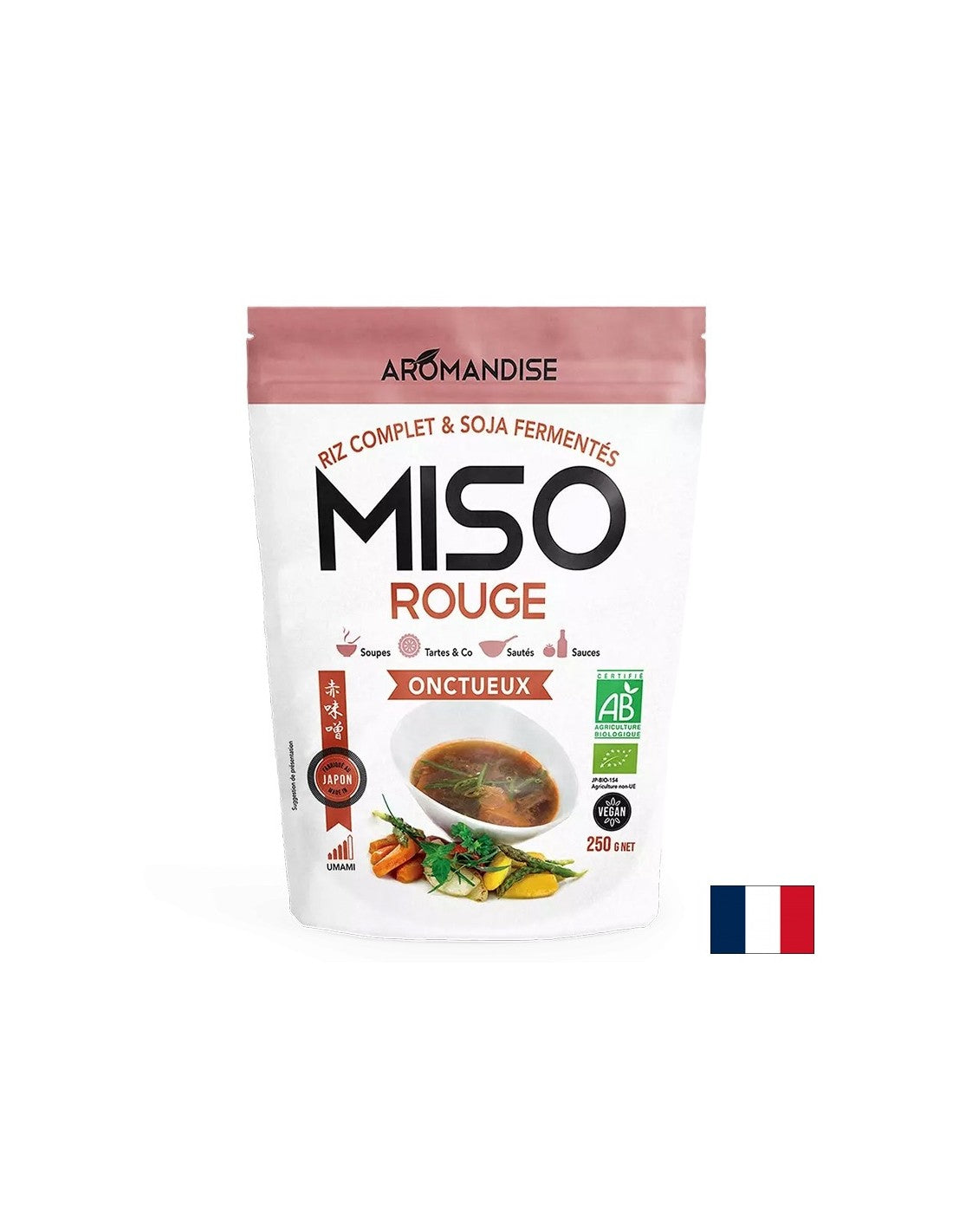 Miso roșu cremos cu o aromă puternică de umami - Pentru prepararea de supe, feluri de mâncare, ciorbe, sosuri, 250 g